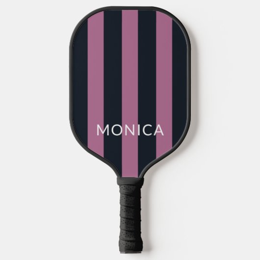 gestreept roze | aangepaste naam marine pickleball paddle (Voorkant)