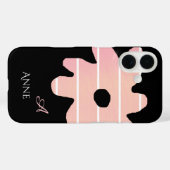 gestreept roze bloem met naam en initiaal Case-Mate iPhone case (Achterkant (horizontaal))