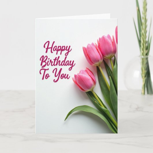 Gestreept Roze Bloemkaart Kaart (Voorkant)