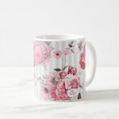  gestreept roze bloemmotief koffiemok (Voorkant rechts)