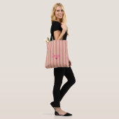 Gestreept Roze Eenvoudig Elegant Aangepaste Naam Tote Bag (Op model)
