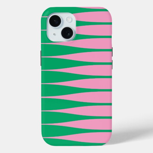 Gestreept roze en groen iPhone hoesje (Achterkant)