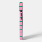 Gestreept roze en groen iPhone hoesje (Achterkant / Links)