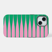 Gestreept roze en groen iPhone hoesje 15 Case (Achterkant horizontaal)