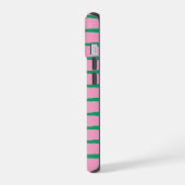 Gestreept roze en groen iPhone hoesje 15 Case (Linkerkant)
