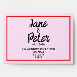 Gestreept Roze en Rood Trouw Envelope Envelop