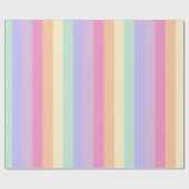 Gestreept Roze Geel Blauw Paars Pastelkleuren Cadeaupapier (Vlak)
