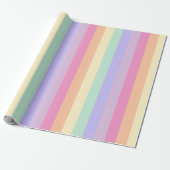 Gestreept Roze Geel Blauw Paars Pastelkleuren Cadeaupapier (Uitgerold)