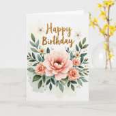Gestreept Roze Goud Schrift Kaart (Gele Bloem)