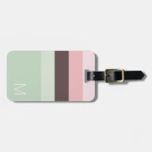 Gestreept roze, groen en bruin monogram bagagelabel (Voorkant horizontaal)