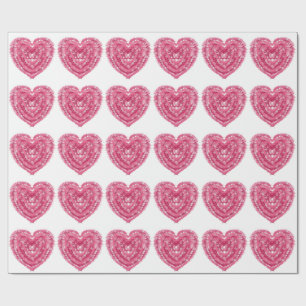 Gestreept Roze Hart   Abstract Geometrisch Ontwerp Cadeaupapier