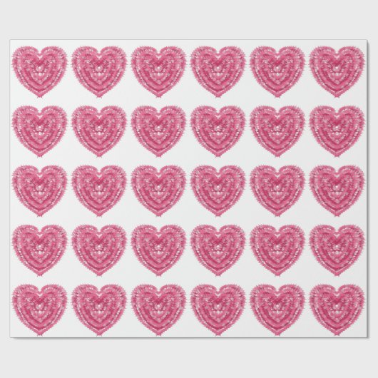 Gestreept Roze Hart | Abstract Geometrisch Ontwerp Cadeaupapier (Vlak)