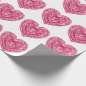 Gestreept Roze Hart | Abstract Geometrisch Ontwerp Cadeaupapier (Hoek)