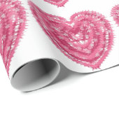 Gestreept Roze Hart | Abstract Geometrisch Ontwerp Cadeaupapier (Rol Hoek)