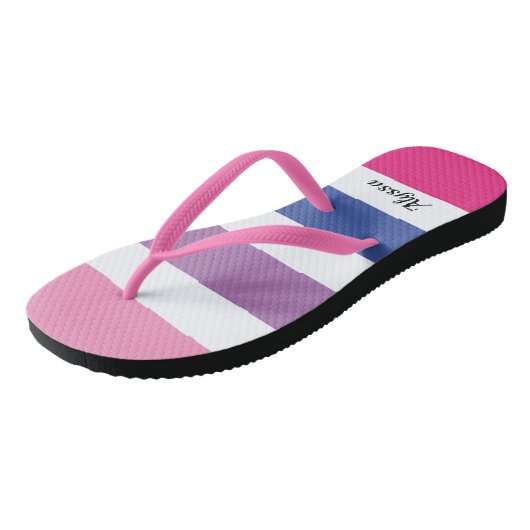 Gestreept roze Paars blauw, speciaal aangepast Teenslippers (Schuin)