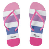 Gestreept roze Paars blauw, speciaal aangepast Teenslippers (Voetbed)