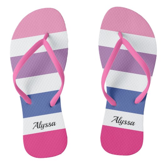 Gestreept roze Paars blauw, speciaal aangepast Teenslippers (Voetbed)