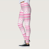 Gestreept roze patroon met sterren leggings (Links)