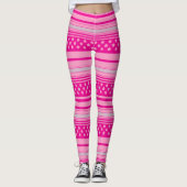 Gestreept roze patroon met sterren leggings (Voorkant)