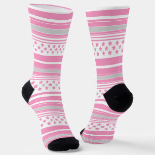 Gestreept roze patroon met sterren sokken