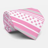 Gestreept roze patroon met sterren stropdas (Opgerold)