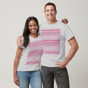 Gestreept roze patroon met sterren t-shirt