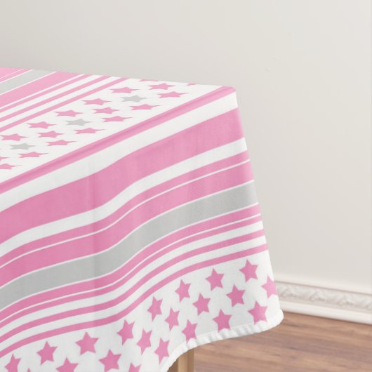 Gestreept roze patroon met sterren tafelkleed (Voorbeeld)