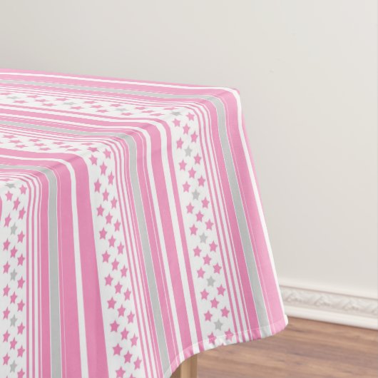 Gestreept roze patroon met sterren tafelkleed (Voorbeeld)