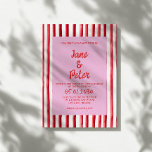 Gestreept Roze & Rode Handgeschreven Huwelijk