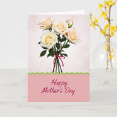 Gestreept Roze Rozen Boeketkaart Kaart (Gele Bloem)