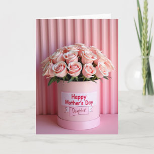 Gestreept Roze Rozen Gelukzalige Dag Kaart
