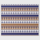 Gestreept Scandinavisch patroon bruin blauw Cadeaupapier (Vlak)