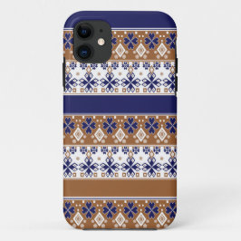 Gestreept Scandinavisch patroon bruin blauw Case-Mate iPhone Case