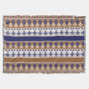 Gestreept Scandinavisch patroon bruin blauw Deken