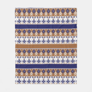 Gestreept Scandinavisch patroon bruin blauw Fleece Deken
