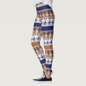 Gestreept Scandinavisch patroon bruin blauw Leggings (Links)
