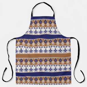 Gestreept Scandinavisch patroon bruin blauw Schort
