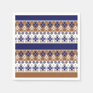 Gestreept Scandinavisch patroon bruin blauw Servet