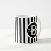 Gestreept Sjabloon Wit C00 Lange Naam Initiaal Koffiemok (Voorkant rechts)