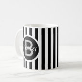 Gestreept Sjabloon Wit C00 Lange Naam Initiaal Koffiemok (Voorkant links)