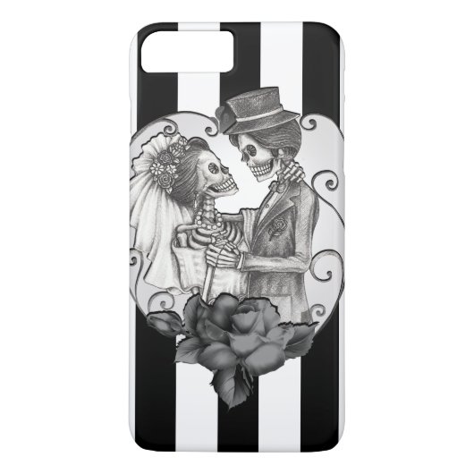 Gestreept Skelet Liefdes Koppel Huwelijksdans Case-Mate iPhone Case (Achterkant)