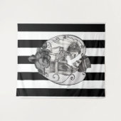 Gestreept Skelet Liefdeskoppel Huwelijksdans Wandkleed (Voorkant (horizontaal))