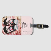 Gestreept slippers strandhanddoek bagagelabel (Voorkant (horizontaal))