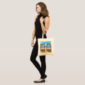 Gestreept strandstoelen boodschappentas tote bag (Voorkant (model))