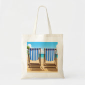 Gestreept strandstoelen boodschappentas tote bag (Voorkant)