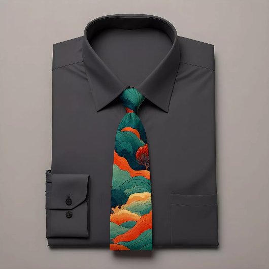 Gestreept Stropdas met Tropical Sunset Pattern