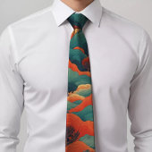 Gestreept Stropdas met Tropical Sunset Pattern