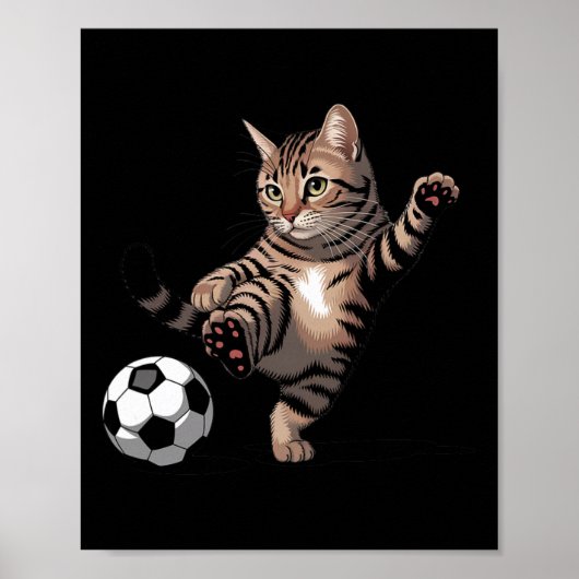 Gestreept Tabbykat Trapperd Soccer Ll Funny Cat Lo Poster (Voorkant)