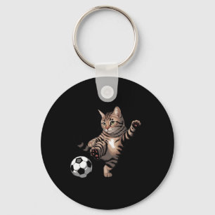 Gestreept Tabbykat Trapperd Soccer Ll Funny Cat Lo Sleutelhanger