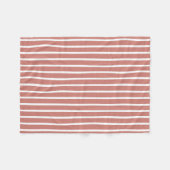 Gestreept Terracotta Roze Wit Fleece Deken (Voorkant (Horizontaal))